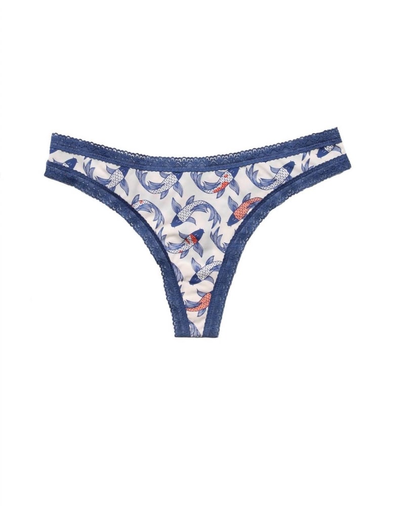 Front of a size XL Women'S Pretty Little Panty Thong Tanga in Koi in Koi by Blush Lingerie. | dia_product_style_image_id:345345